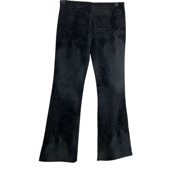 Vintage 90s Y2K Bebe Flare Leg Pants Size M Black Gray Metallic Eagle Low Rise - Picture 2 of 7